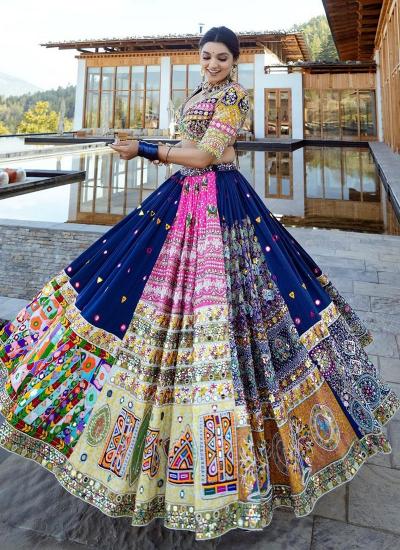 Multi Color Butter Silk Digital Print Work Navratri Wear 188 Traditional Lehengha choli exporters from India