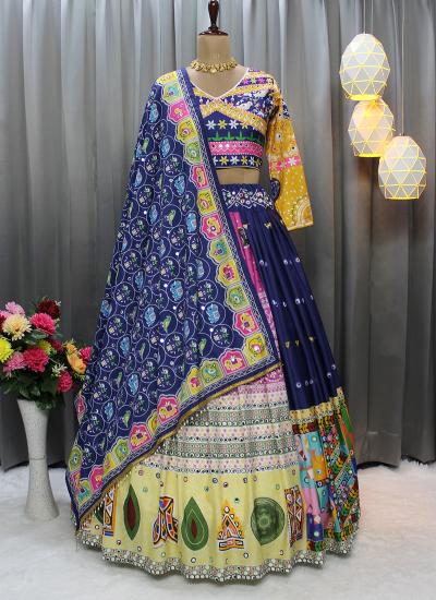 Multi Color Butter Silk Digital Print Work Navratri Wear 188 Traditional Lehengha choli exporters from India
