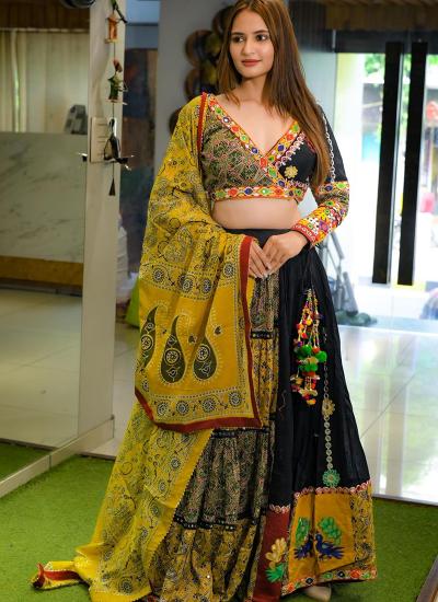 Multi Color Butter Silk Digital Print Work Navratri Wear 843 Surat lehengha choli manufacturers