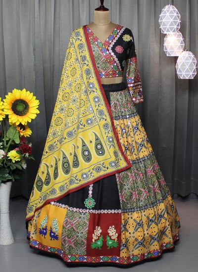 Multi Color Butter Silk Digital Print Work Navratri Wear 843 Surat lehengha choli manufacturers