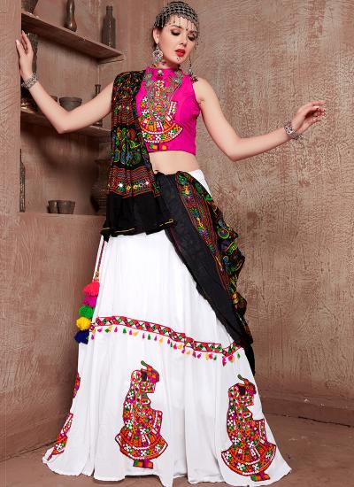 Multi Color Cotton Blend Embroidery Work Navratri Wear 058 Lehenga choli combo packs in Delhi