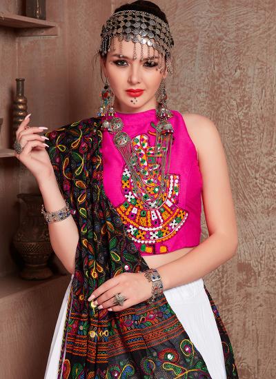 Multi Color Cotton Blend Embroidery Work Navratri Wear 058 Lehenga choli combo packs in Delhi