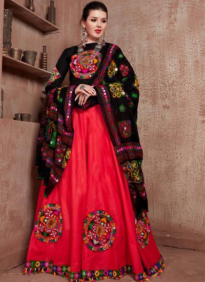 Multi Color Cotton Blend Embroidery Work Navratri Wear 849 Online lehenga choli wholesaler in Delhi