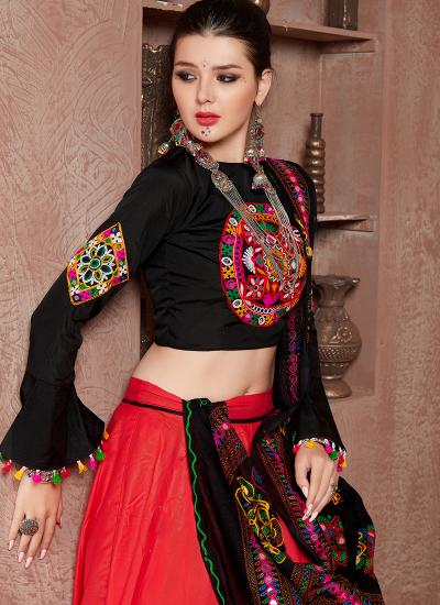Multi Color Cotton Blend Embroidery Work Navratri Wear 849 Online lehenga choli wholesaler in Delhi