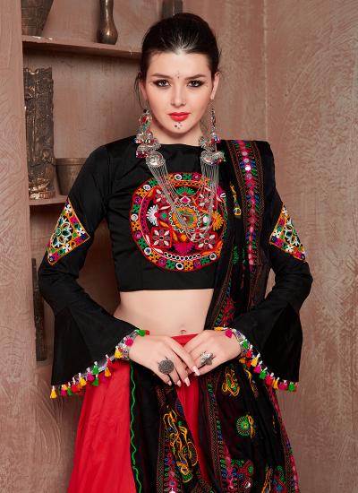 Multi Color Cotton Blend Embroidery Work Navratri Wear 849 Online lehenga choli wholesaler in Delhi
