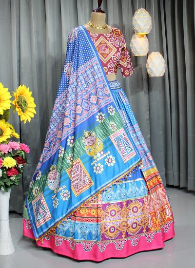 Multi Color Muslin Cotton Digital Print Work Festival Wear Wholesale bridal lehenga choli