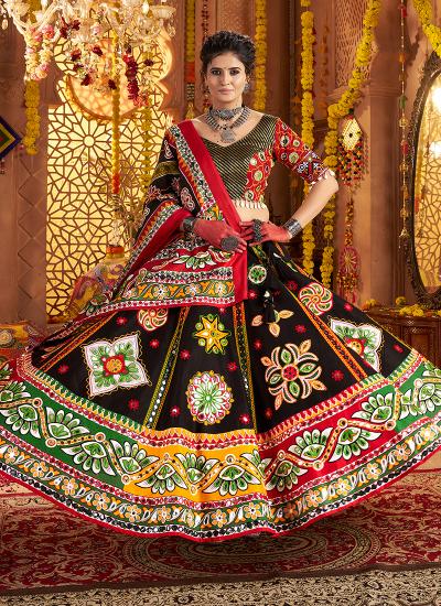 Multi Color Organic Cotton Printed Work Navratri Wear 798 Traditional lehenga choli manufacturers