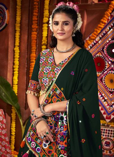 Multi Color Viscose Cotton Mirror Work Navratri Wear 083 Bulk lehengha choli suppliers