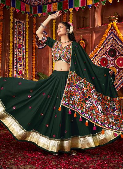 Multi Color Viscose Cotton Mirror Work Navratri Wear 083 Bulk lehengha choli suppliers