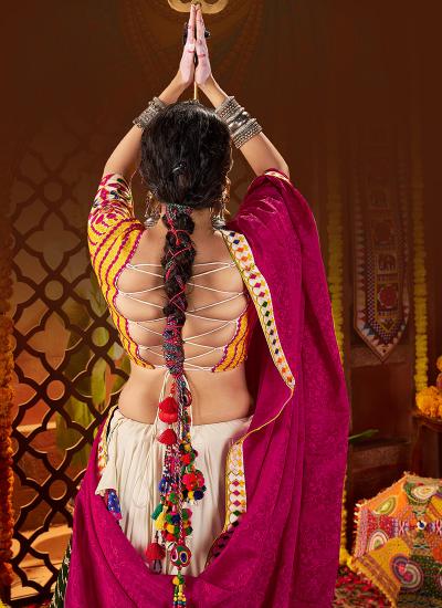 Multi Color Viscose Cotton Thread Embroidery Work 048 Lehenga choli exporters in India