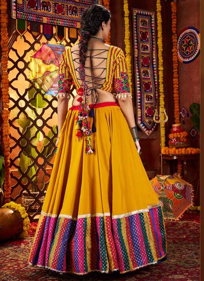 Multi Color Viscose Cotton Thread Embroidery Work 709 Latest lehenga choli designs wholesale