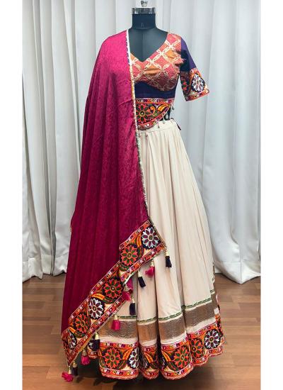 Multi Color Viscose Rayon Thread Embroidery Work 514 Lehenga choli for reselling in Delhi
