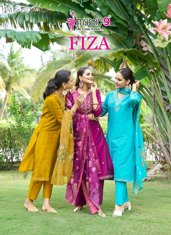Mystic9 fiza vol 4 banglore silk 3 pcs kurti ladies dress wholesale market in india