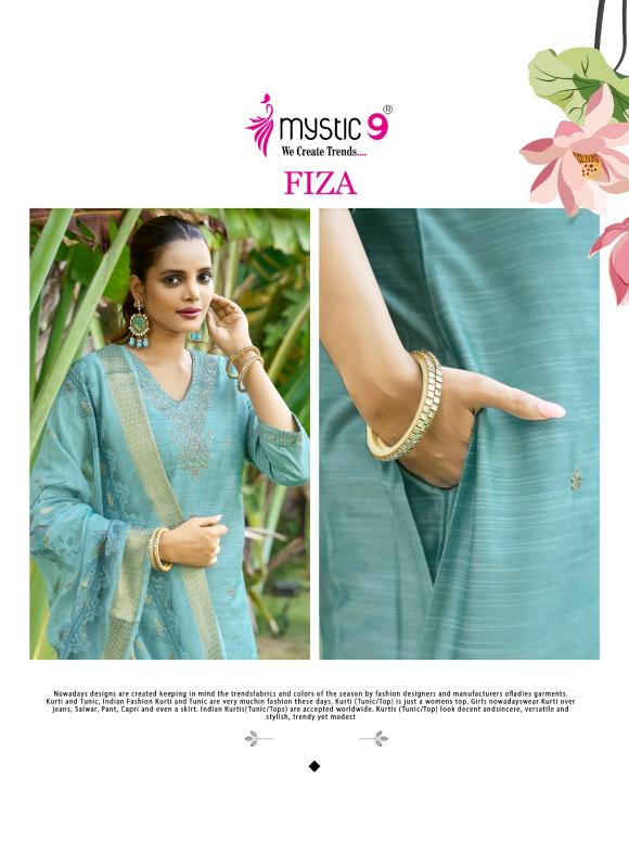 Mystic9 fiza vol 4 banglore silk 3 pcs kurti ladies dress wholesale market in india