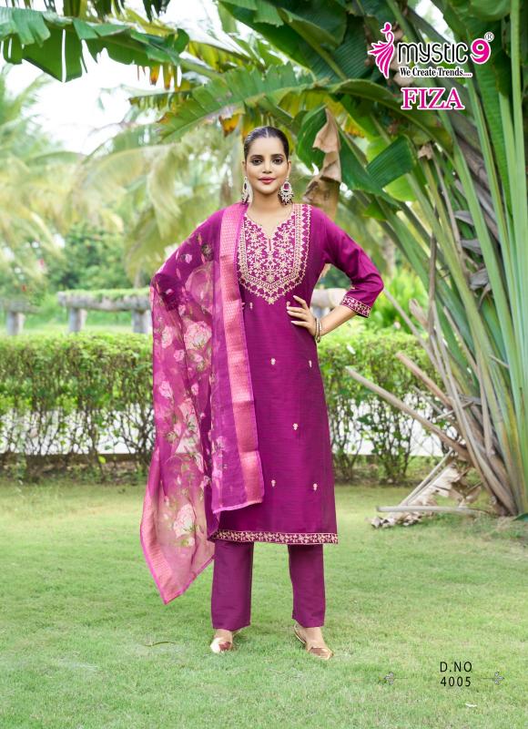 Mystic9 fiza vol 4 banglore silk 3 pcs kurti ladies dress wholesale market in india
