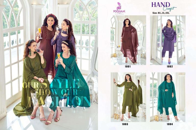 Poonam designer georgette 3 pcs kurti ladies wear wholesale market