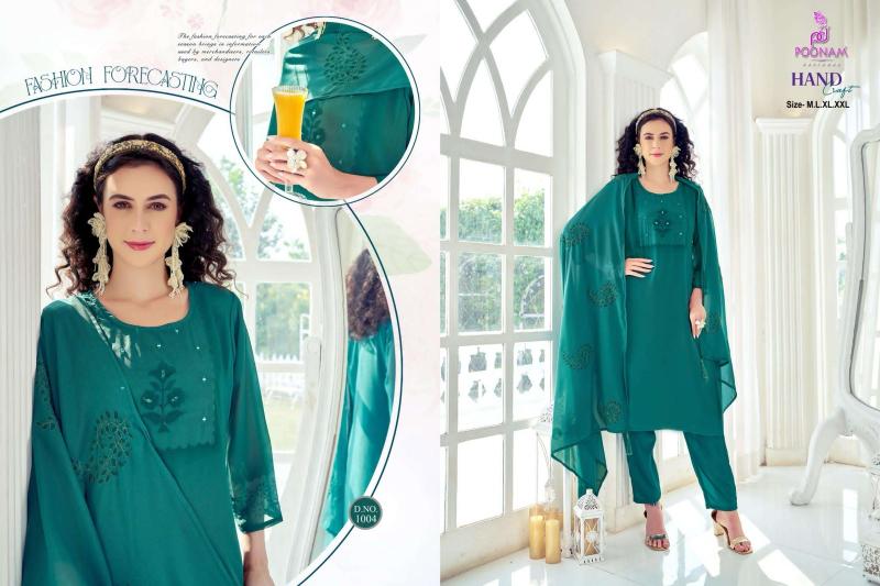 Poonam designer georgette 3 pcs kurti ladies wear wholesale market