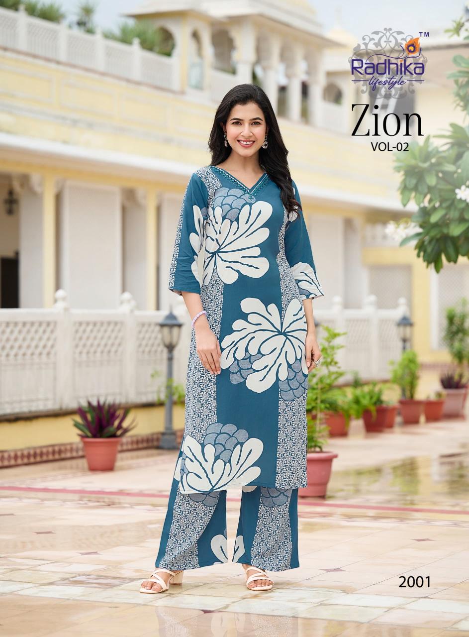 Radhika zion vol 2 reyon coord set wholesale cloth online shopping