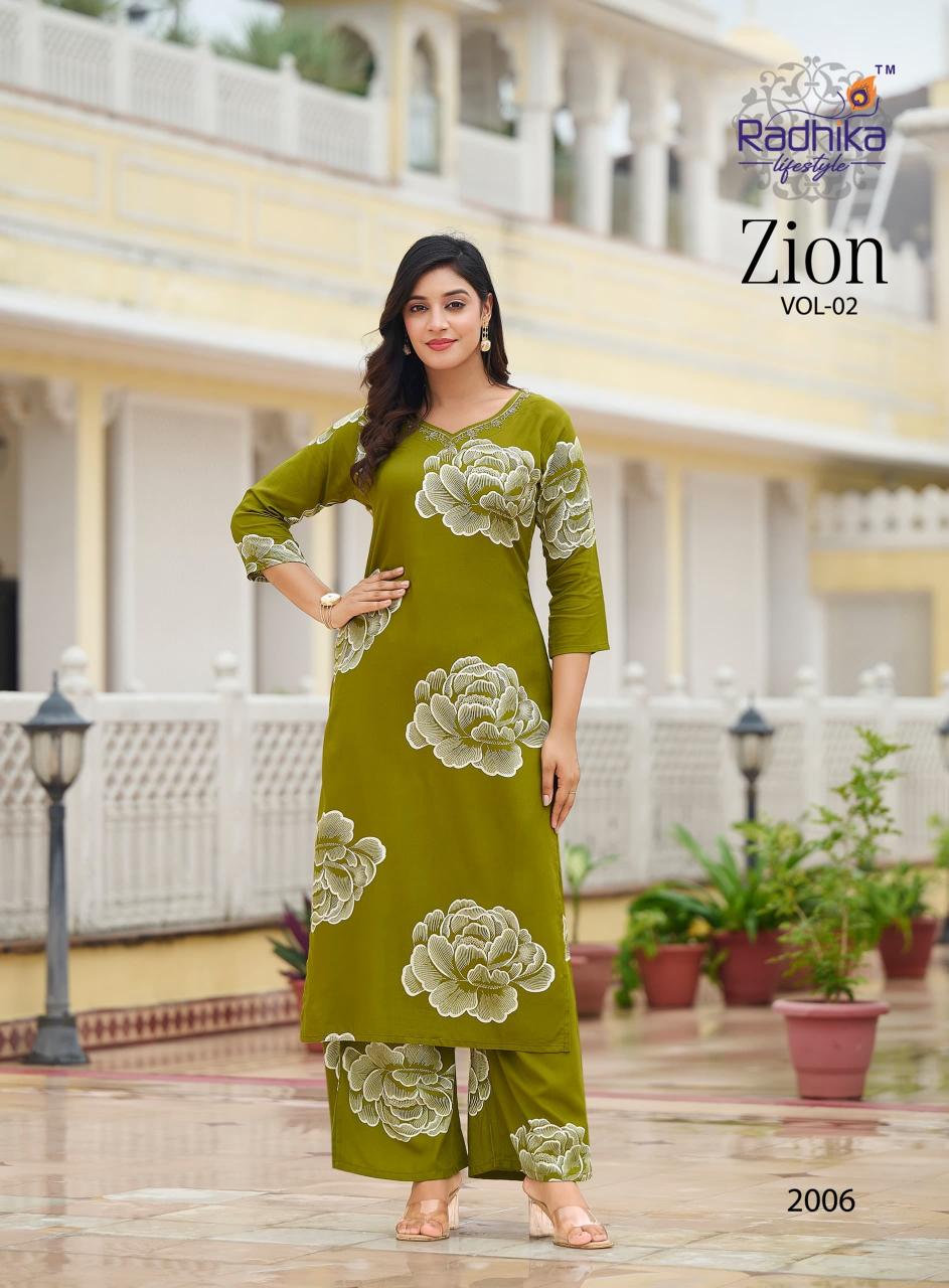 Radhika zion vol 2 reyon coord set wholesale cloth online shopping
