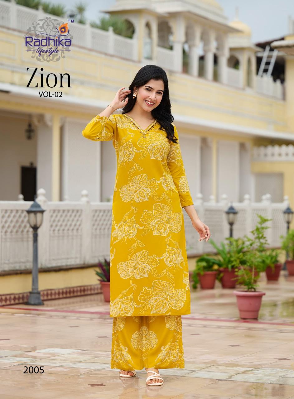 Radhika zion vol 2 reyon coord set wholesale cloth online shopping