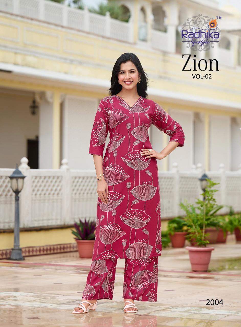 Radhika zion vol 2 reyon coord set wholesale cloth online shopping