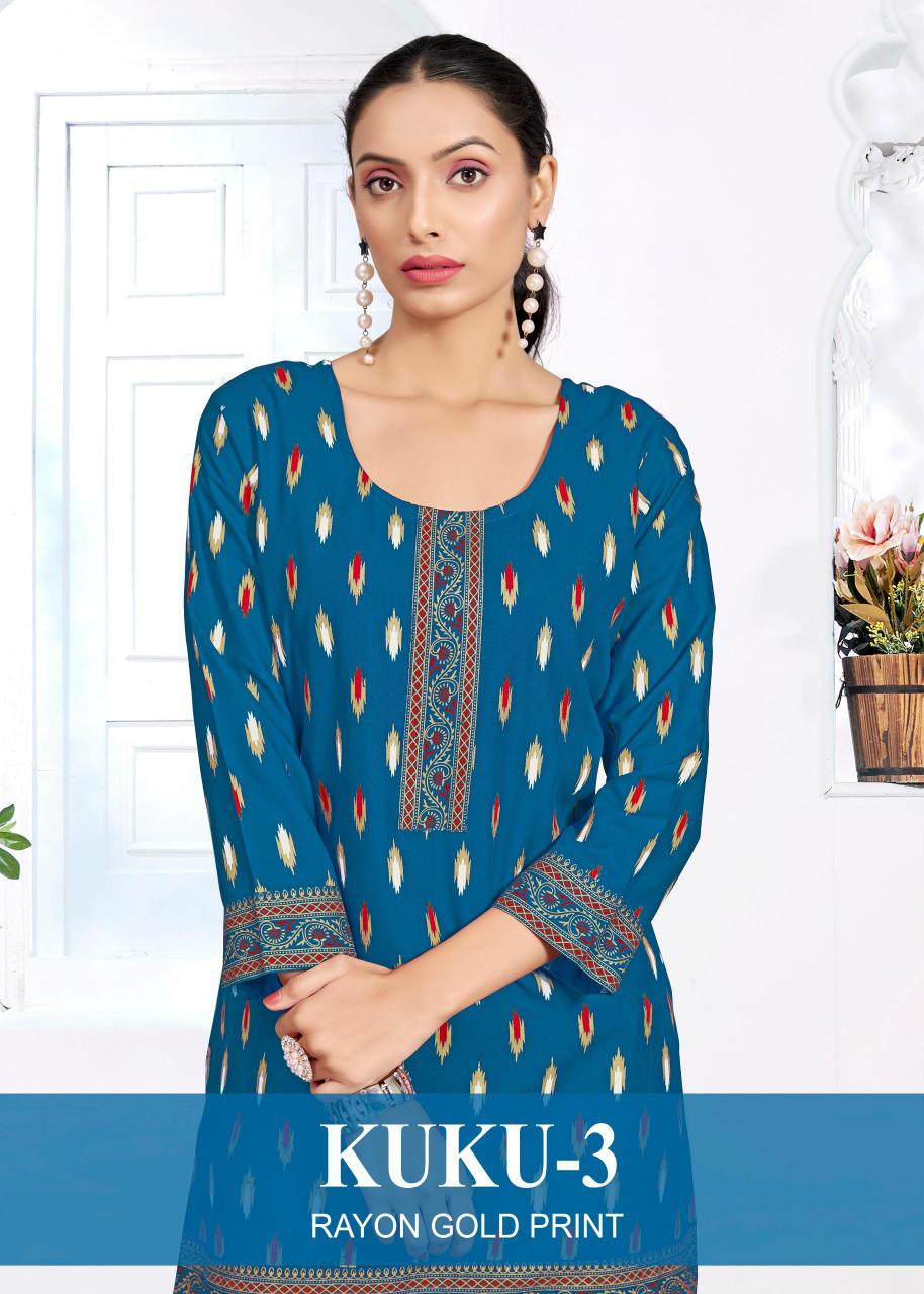 Sangeet kuku 3 rayon surat short kurti wholesale market online shopping
