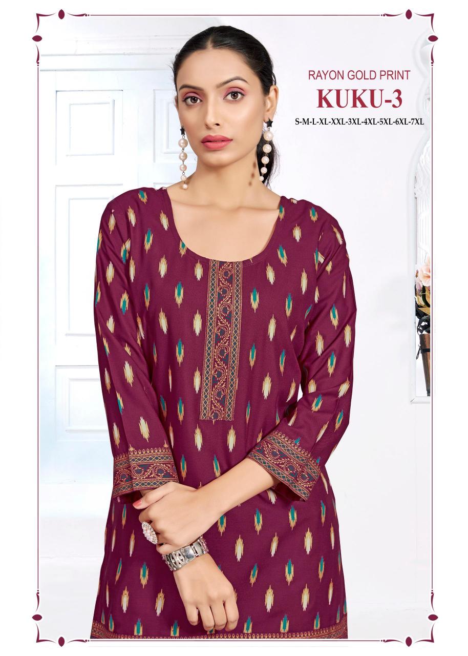 Sangeet kuku 3 rayon surat short kurti wholesale market online shopping