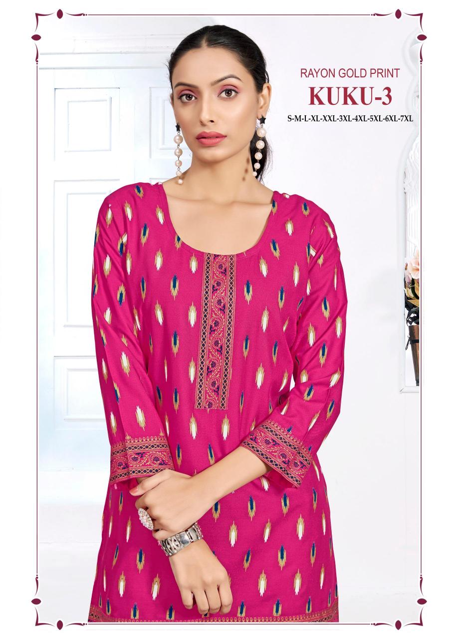 Sangeet kuku 3 rayon surat short kurti wholesale market online shopping