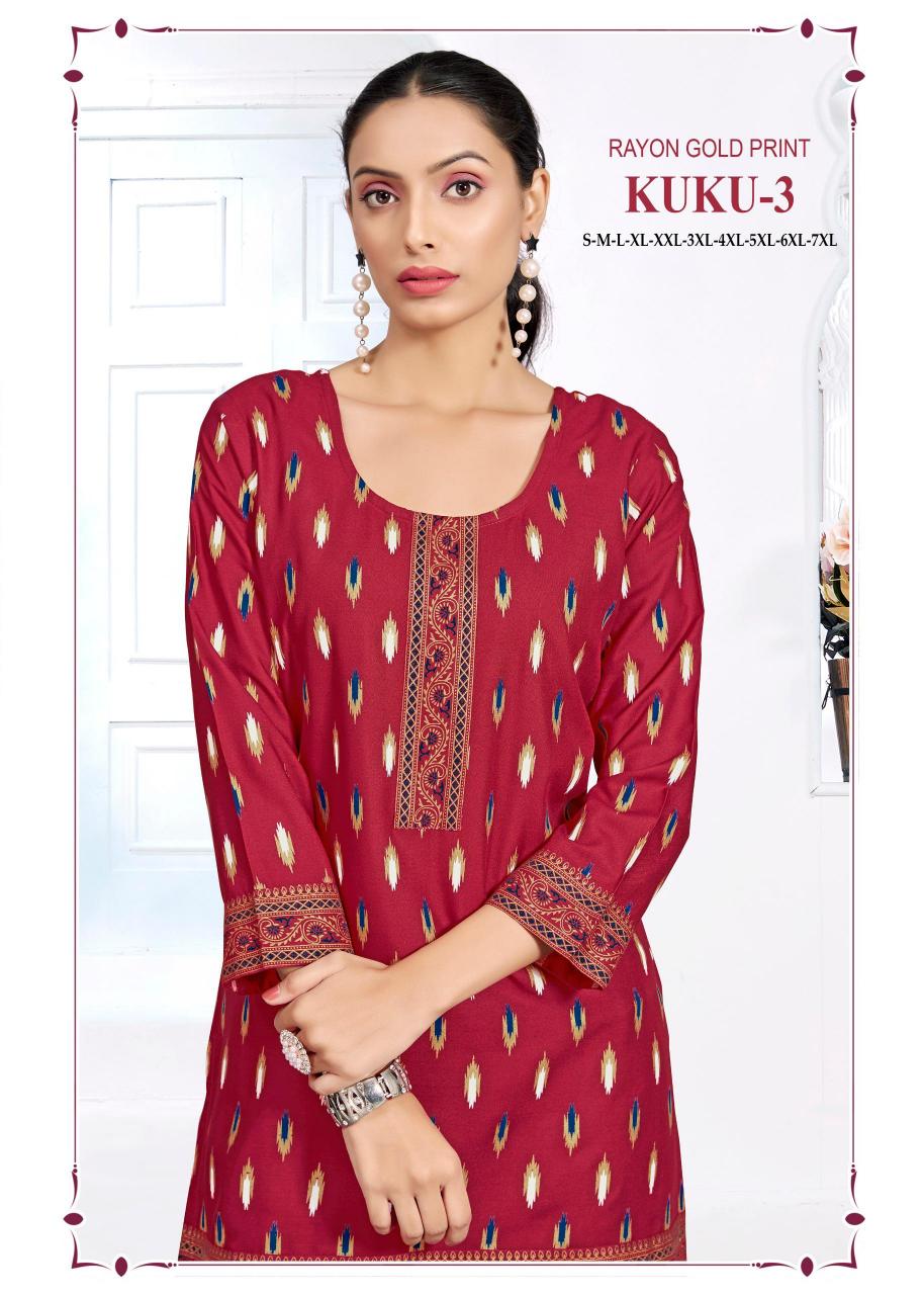 Sangeet kuku 3 rayon surat short kurti wholesale market online shopping