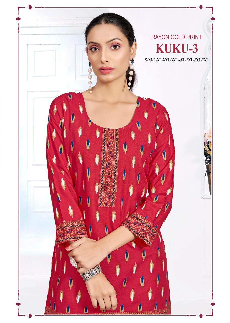Sangeet kuku 3 rayon surat short kurti wholesale market online shopping