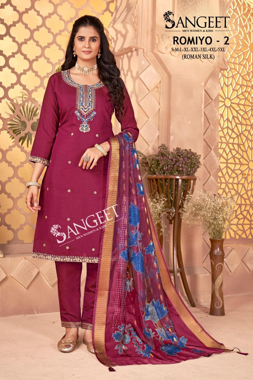 Sangeet romiyo 2 silk 3 pcs kurti surat wholesale market price list