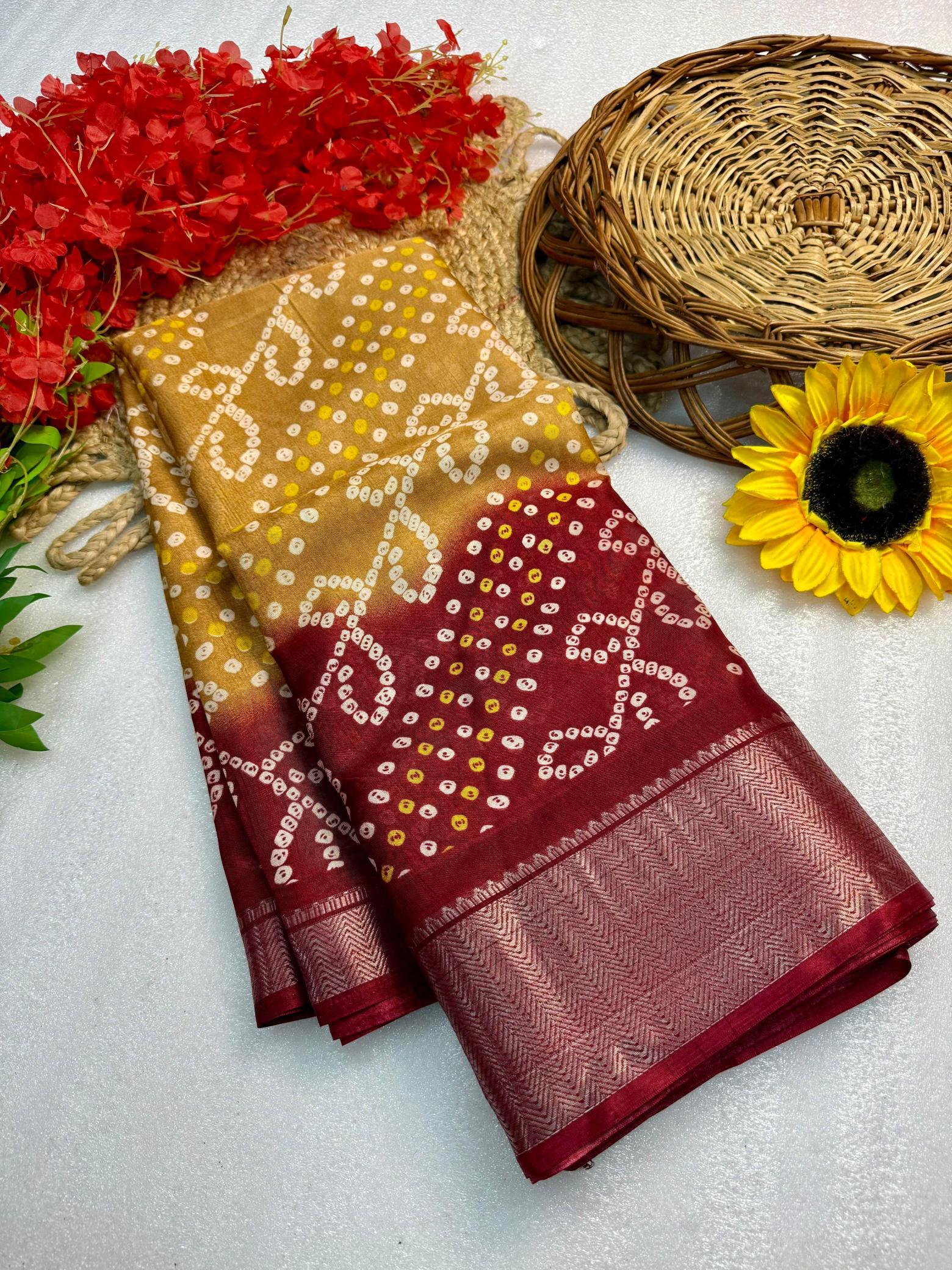Shorya ajrakh gold bandhani surat saree wholesale market name