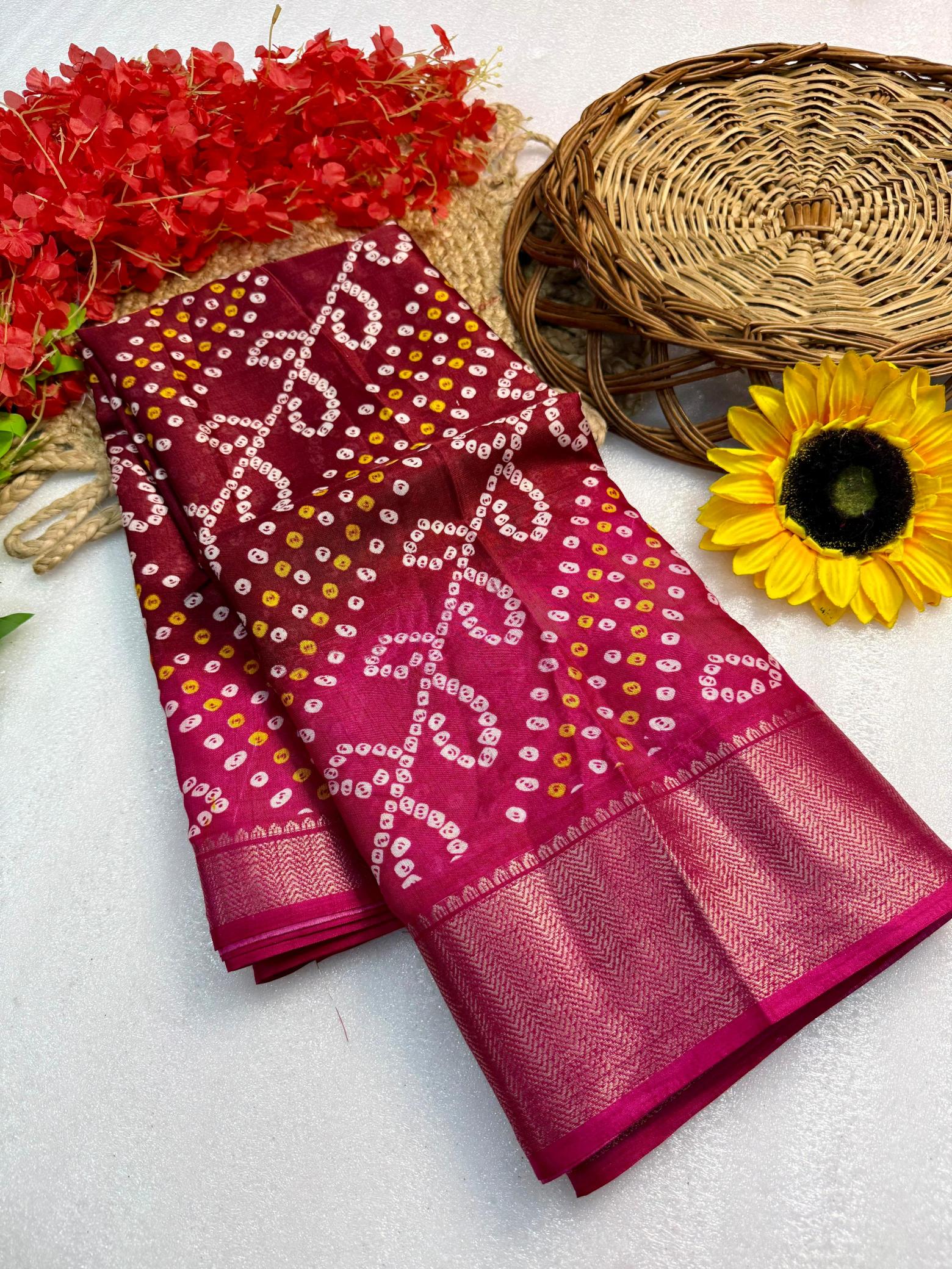 Shorya ajrakh gold bandhani surat saree wholesale market name