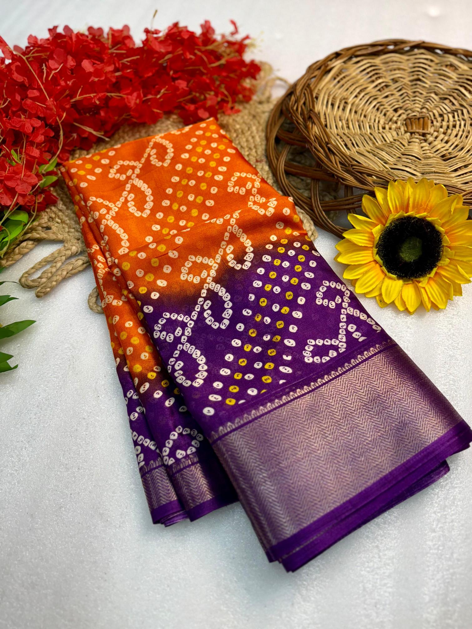 Shorya ajrakh gold bandhani surat saree wholesale market name