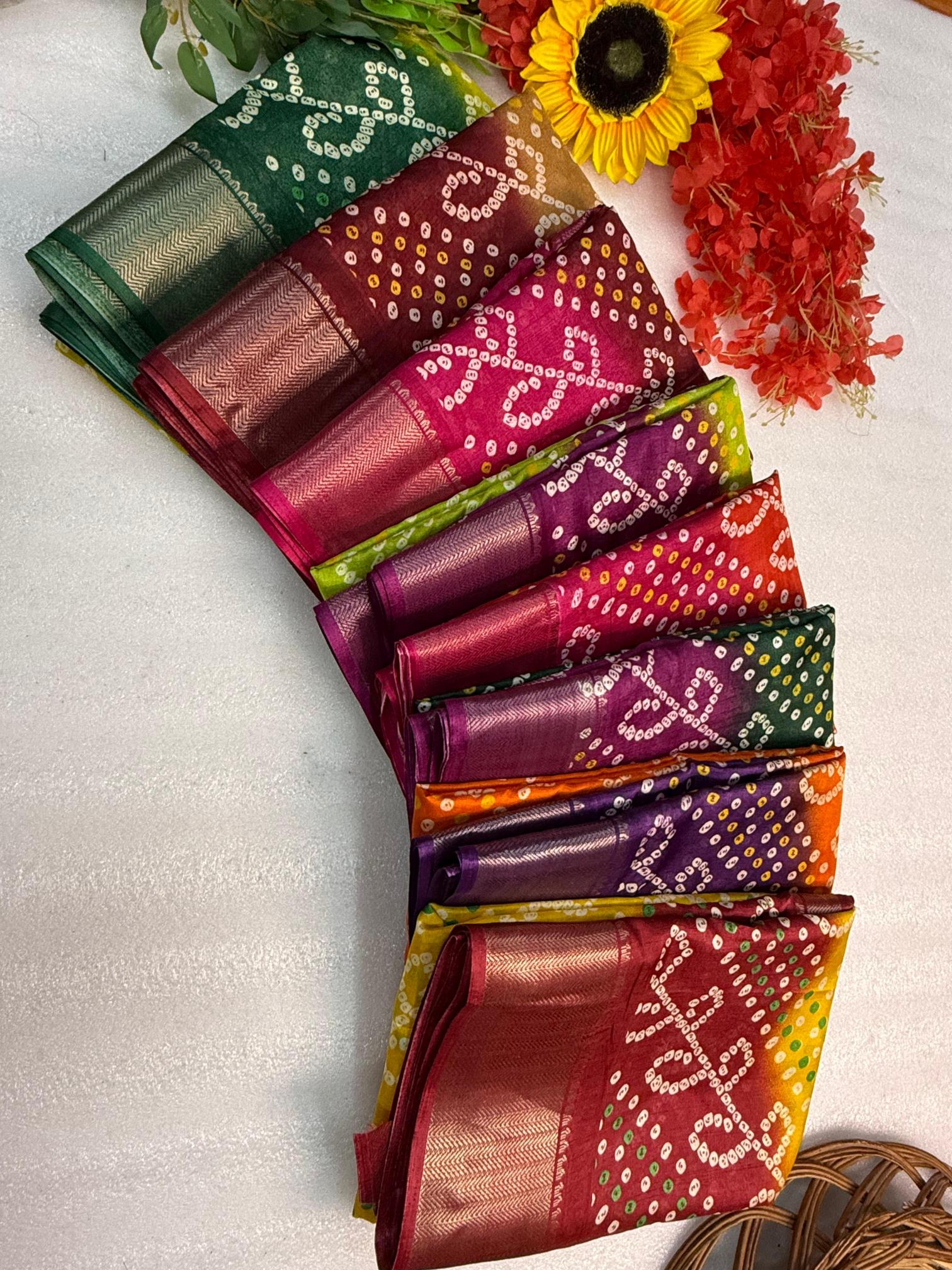 Shorya ajrakh gold bandhani surat saree wholesale market name