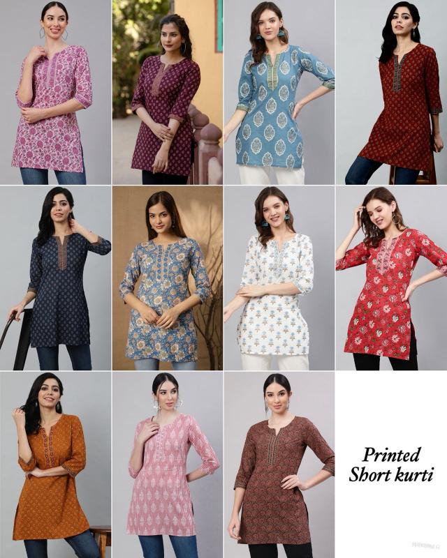 Shorya cotton printed short top wholesale dresses for women