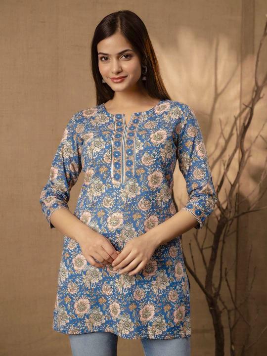 Shorya cotton printed short top wholesale dresses for women