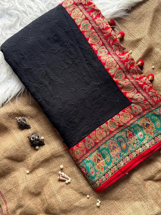 Shorya georgette lukhnowi sarees wholesale online shopping