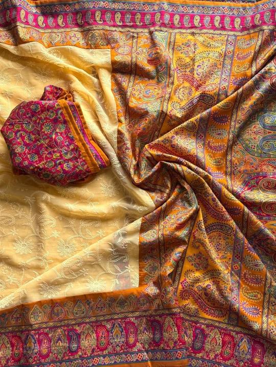 Shorya georgette lukhnowi sarees wholesale online shopping