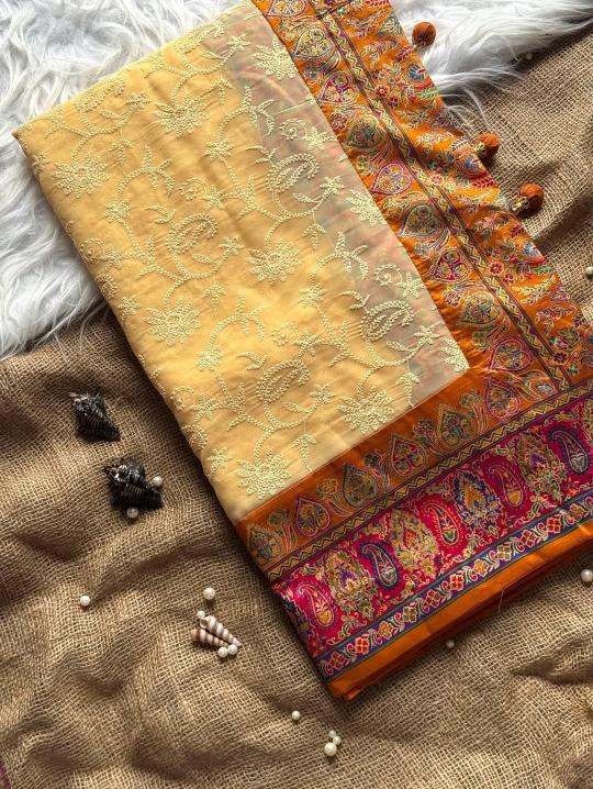 Shorya georgette lukhnowi sarees wholesale online shopping