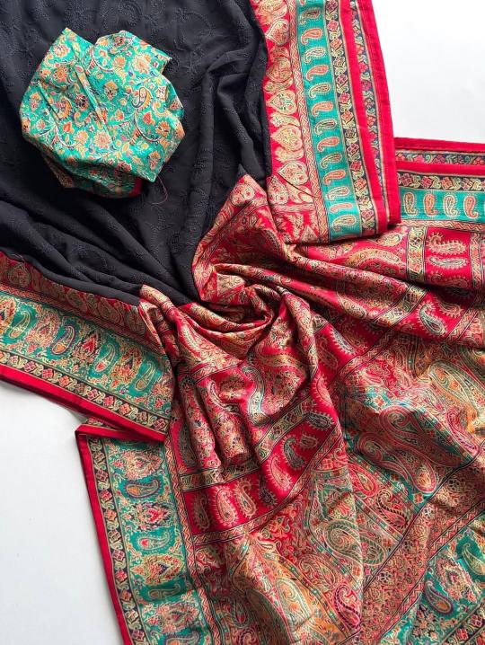Shorya georgette lukhnowi sarees wholesale online shopping