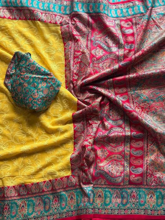 Shorya georgette lukhnowi sarees wholesale online shopping