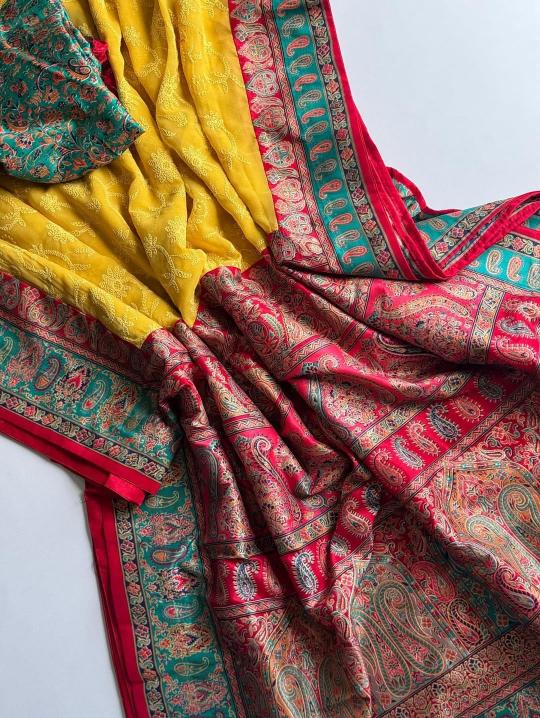Shorya georgette lukhnowi sarees wholesale online shopping