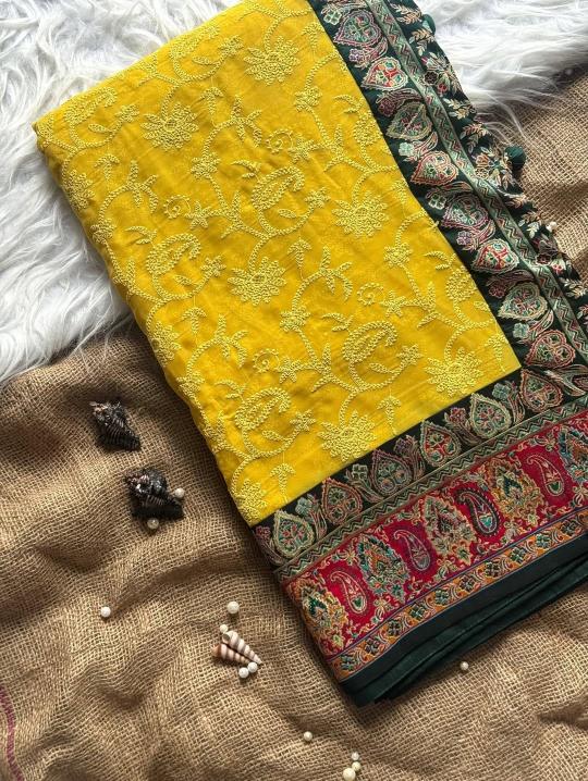 Shorya georgette lukhnowi sarees wholesale online shopping