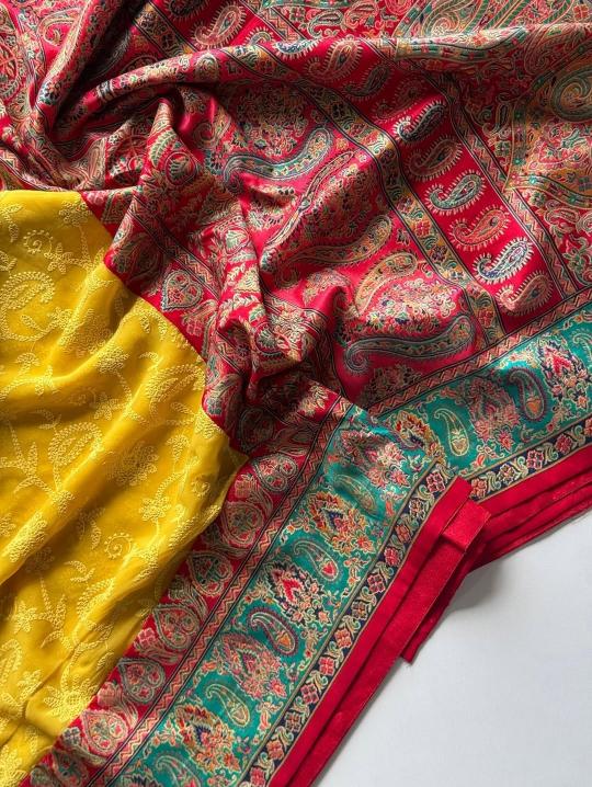 Shorya georgette lukhnowi sarees wholesale online shopping