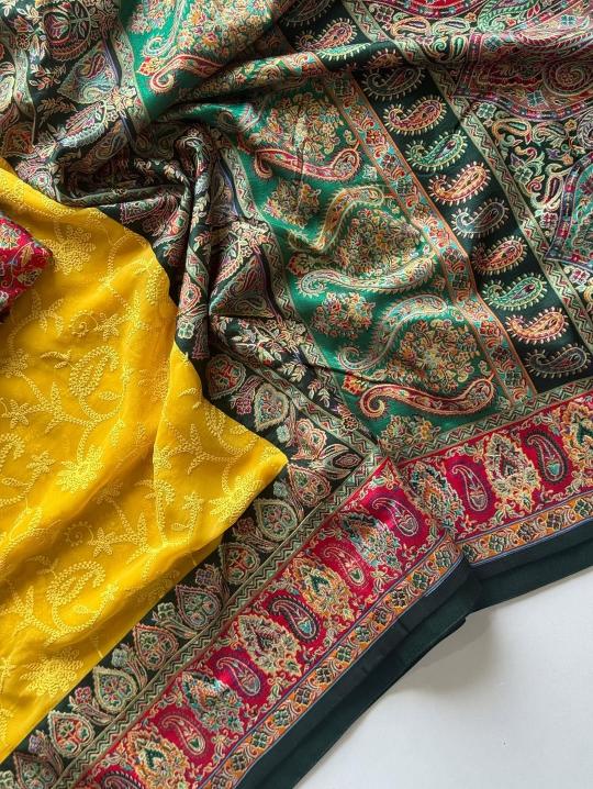 Shorya georgette lukhnowi sarees wholesale online shopping