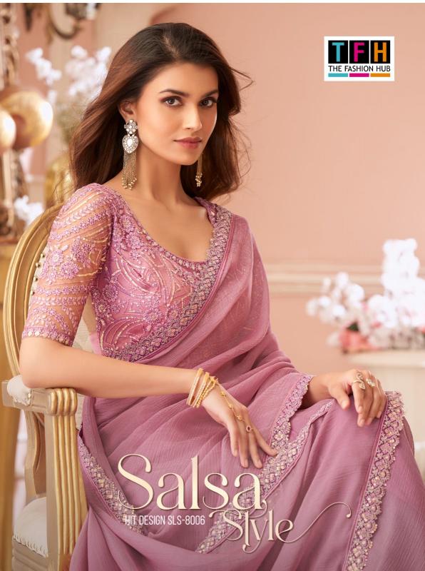 Shorya TFH salsa style d.no 8006 georgette saree wholesale cloth market in surat with price list 