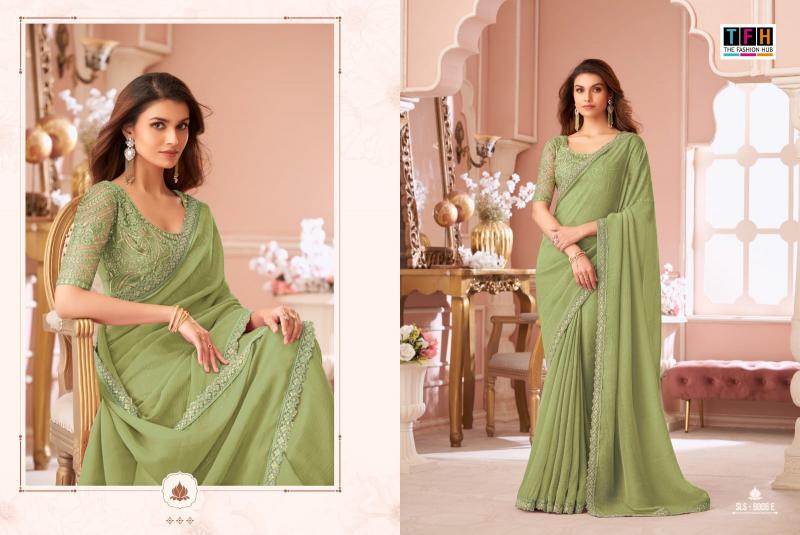 Shorya TFH salsa style d.no 8006 georgette saree wholesale cloth market in surat with price list 