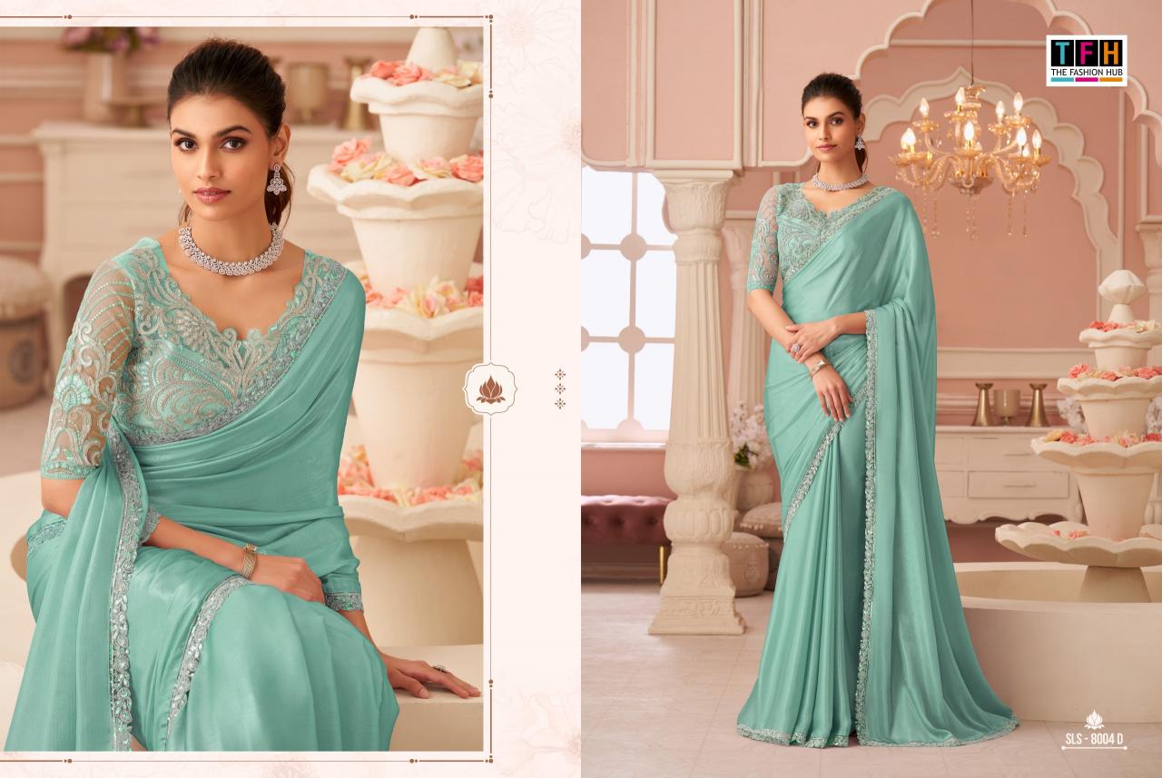 Shorya TFH sls  8004 colors silver chiffon shimmer surat sarees wholesale shop