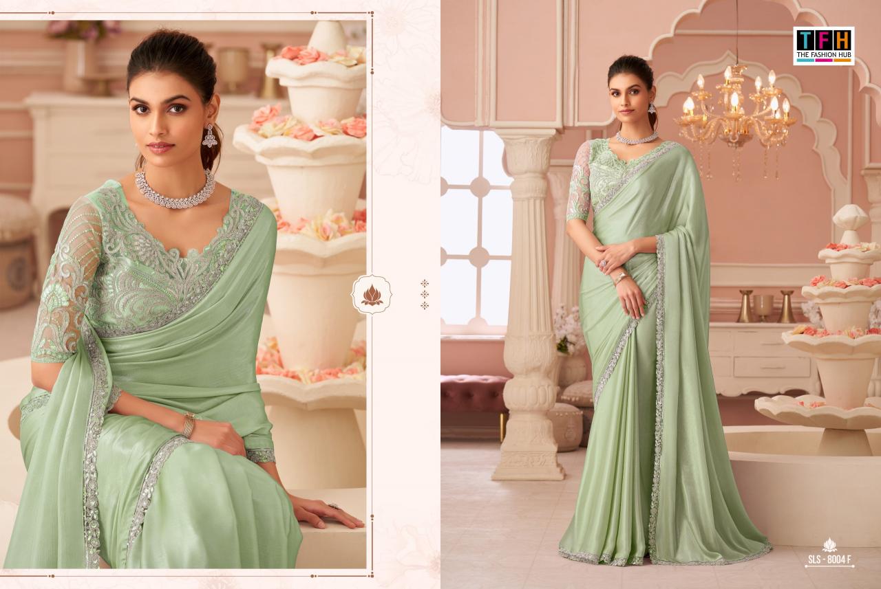 Shorya TFH sls  8004 colors silver chiffon shimmer surat sarees wholesale shop